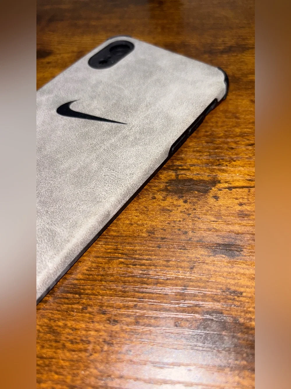 XR- 📲 Gray suede-Effect Phone Case with Subtle Swoosh 🔥🔥🔥🔥‼️‼️